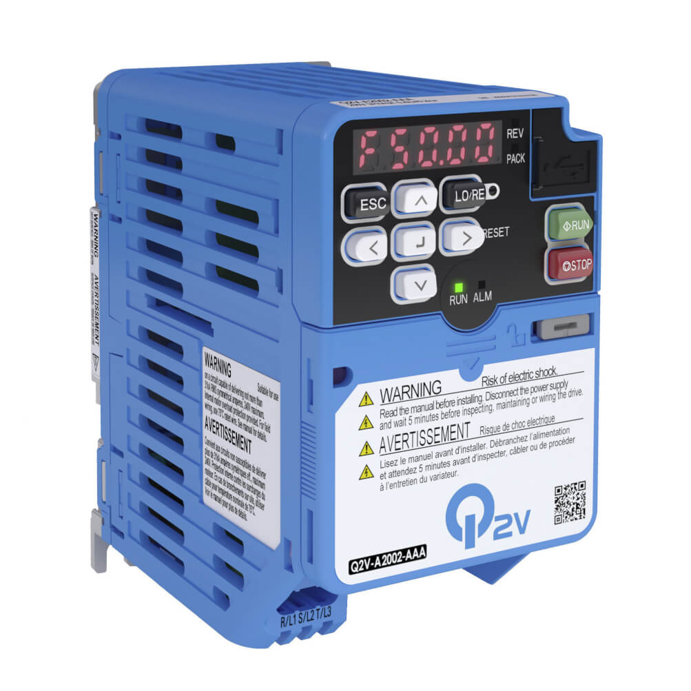 Q2V-AB004-AAA egyfázísú frekvenciaváltó  ND: 3,5A / 0,75kW, HD: 3A / 0,55 kW